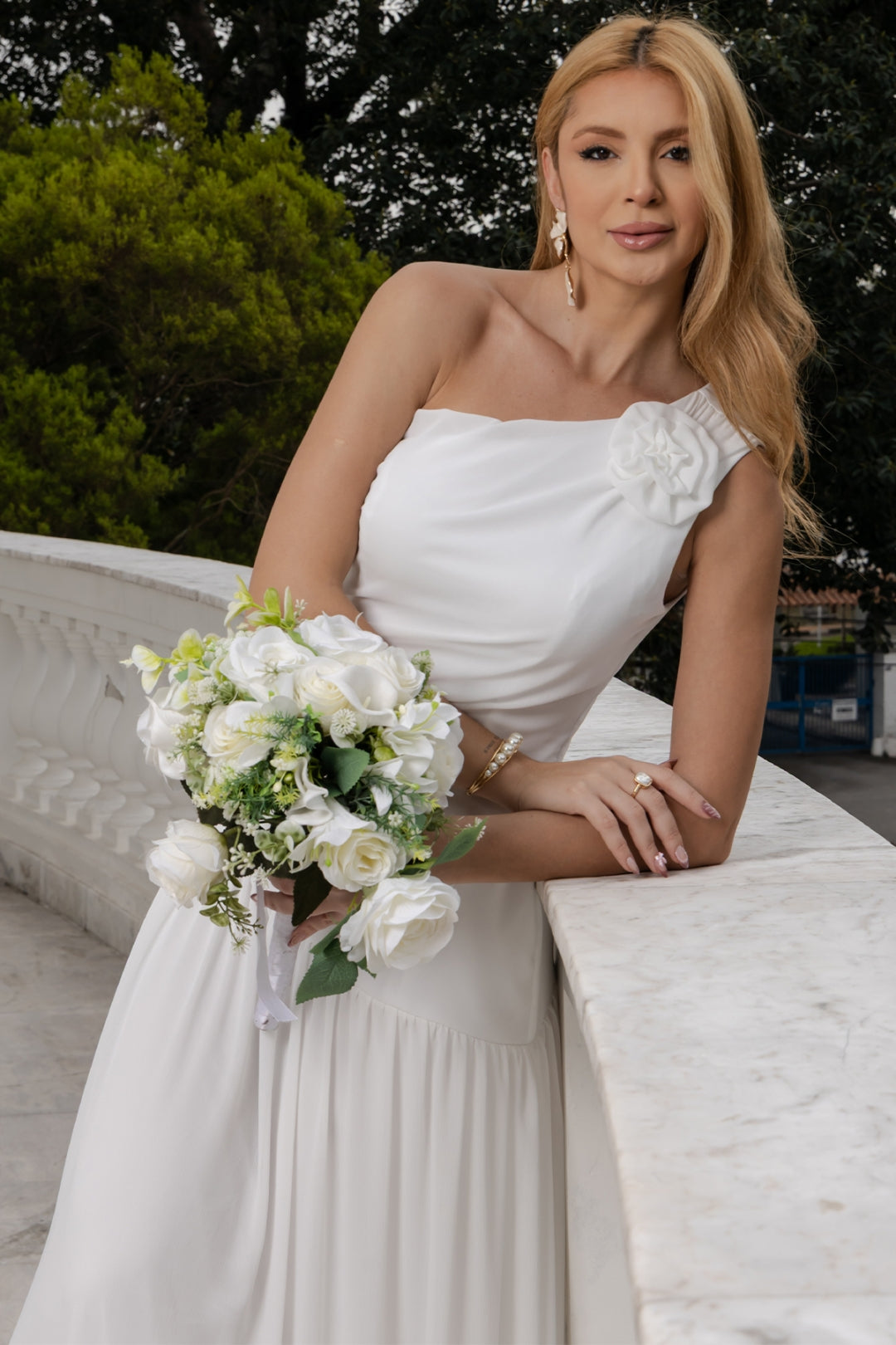 Vestido Romana Drapeado - Off White