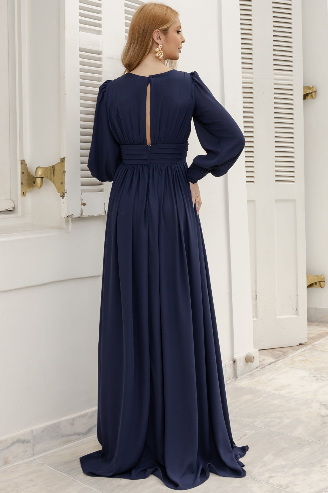 Vestido Elisabete Longo - Azul Marinho