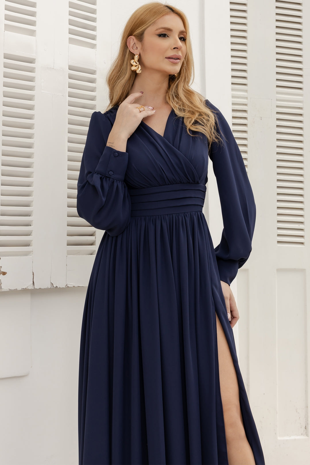 Vestido Elisabete Longo - Azul Marinho