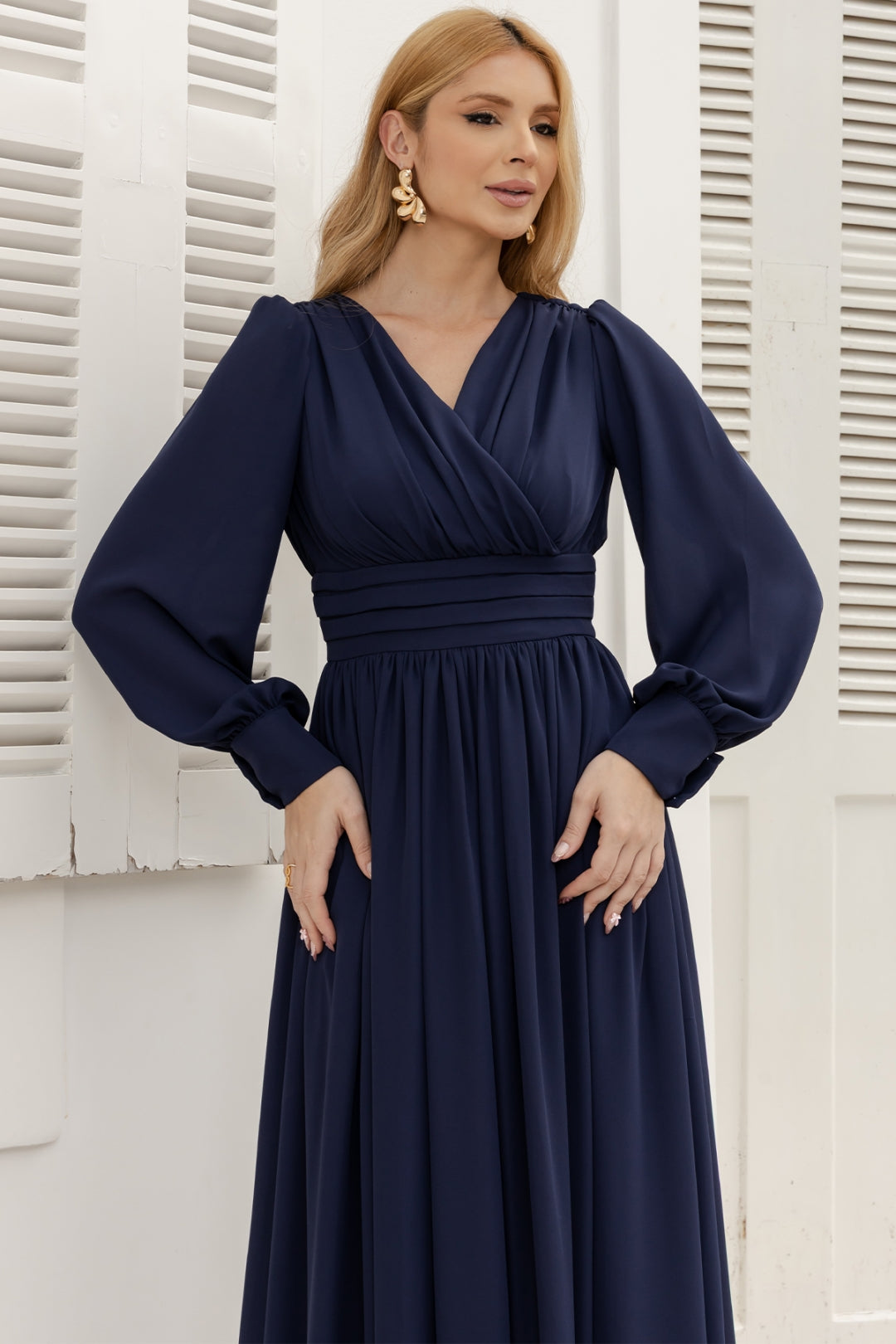Vestido Elisabete Longo - Azul Marinho
