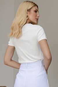 Blusa Carmeci em Viscose com Elasticidade - Off White