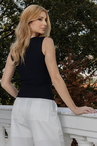 Blusa Edna Regata Canelada - Preto
