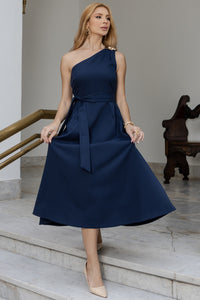 Vestido Maia Um Ombro Só - Azul Marinho