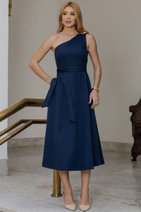Vestido Maia Um Ombro Só - Azul Marinho