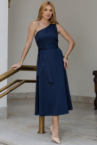 Vestido Maia Um Ombro Só - Azul Marinho