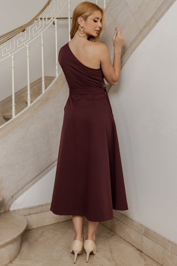 Vestido Maia Um Ombro Só - Vinho
