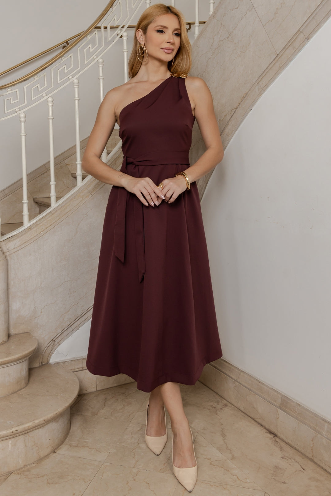 Vestido Maia Um Ombro Só - Vinho