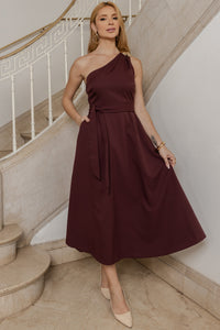 Vestido Maia Um Ombro Só - Vinho