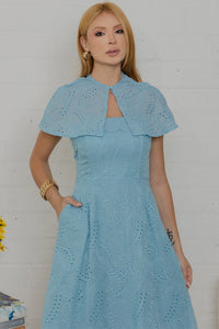 Vestido Natalia Laise Bordado - Azul