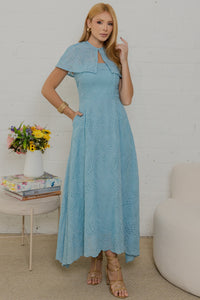 Vestido Natalia Laise Bordado - Azul