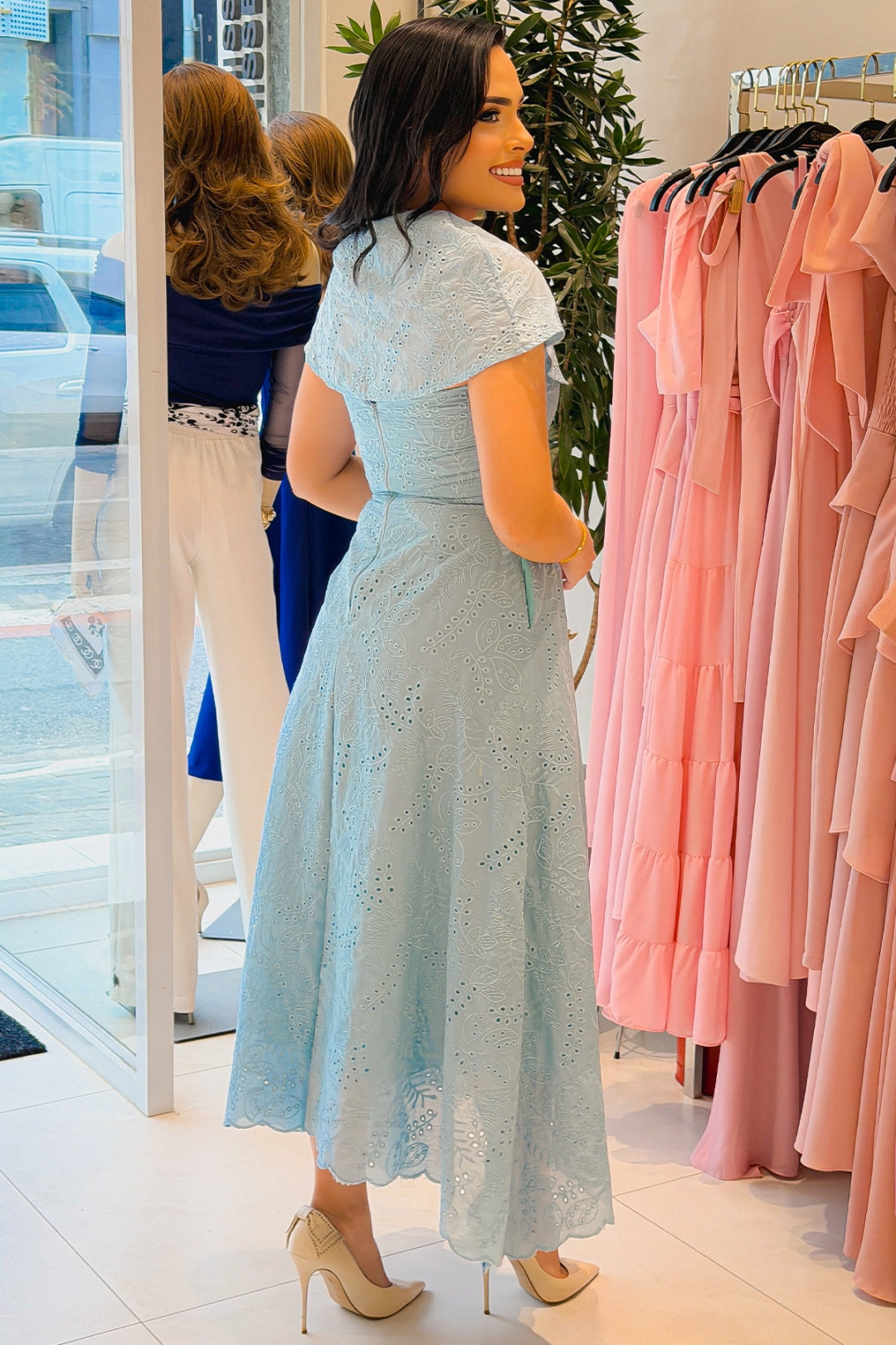 Vestido Natalia Laise Bordado - Azul