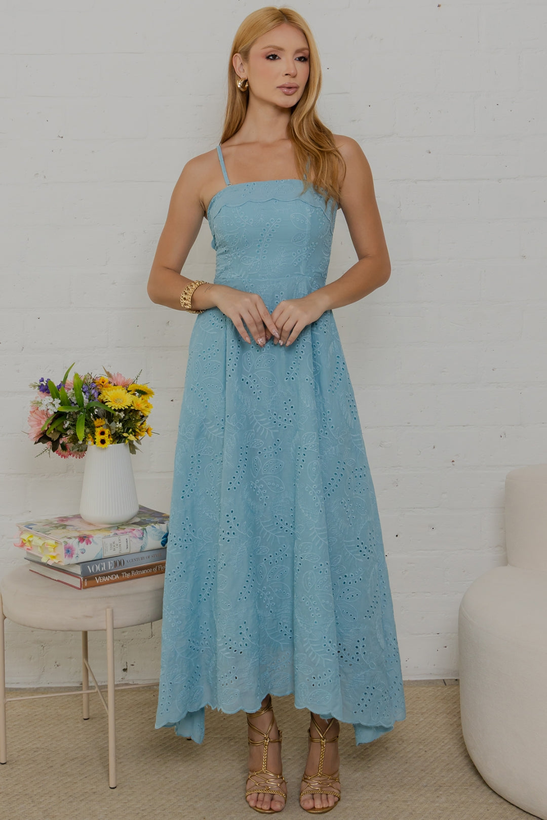 Vestido Natalia Laise Bordado - Azul