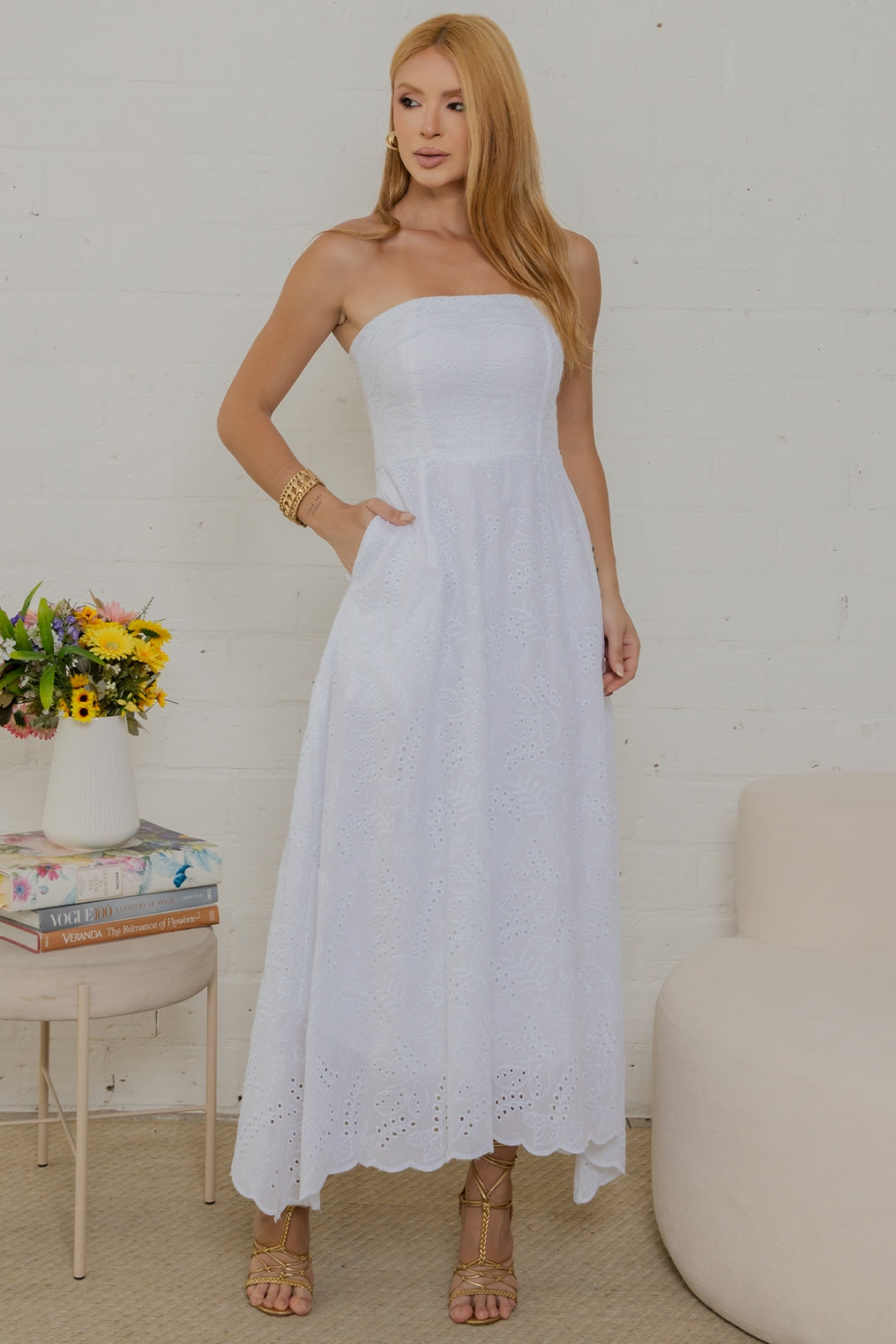 Vestido Natalia Laise Bordado - Off White