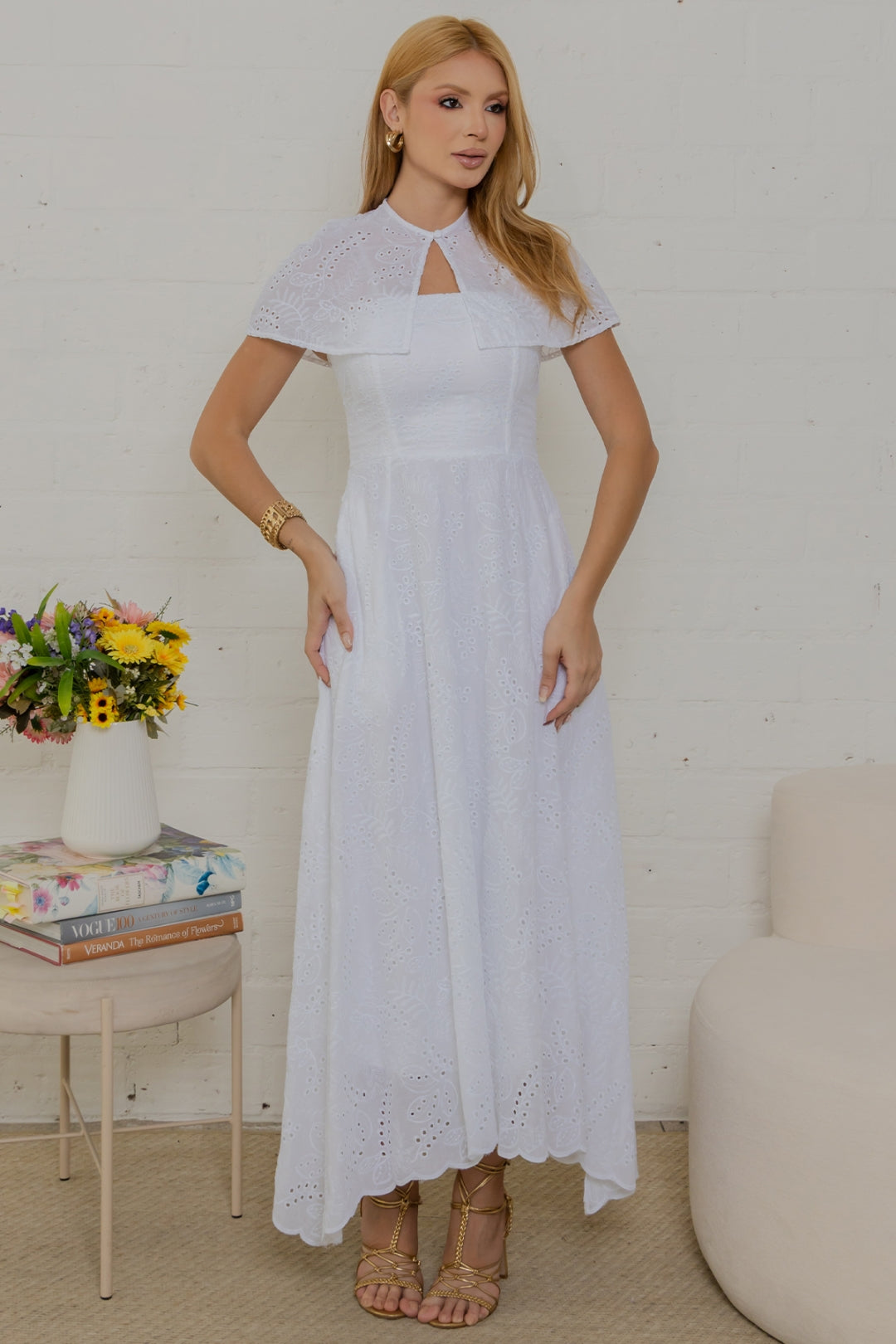 Vestido Natalia Laise Bordado - Off White