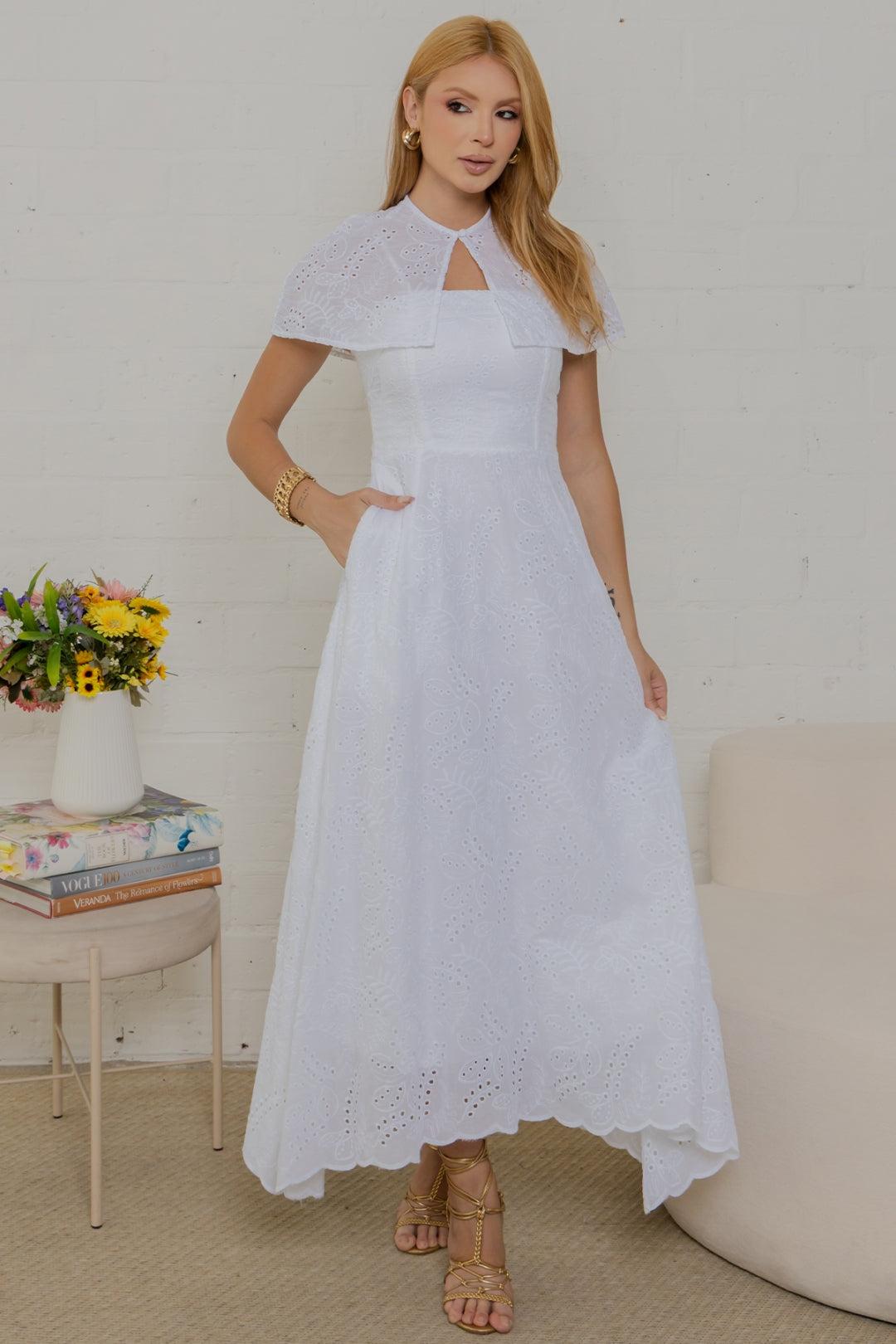 Vestido Natalia Laise Bordado - Off White
