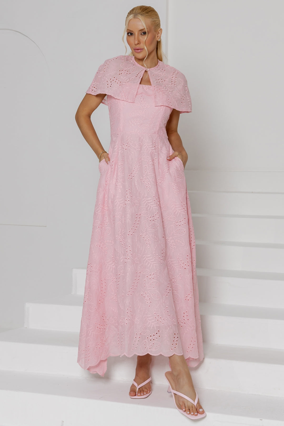 Vestido Natalia Laise Bordado - Rosa