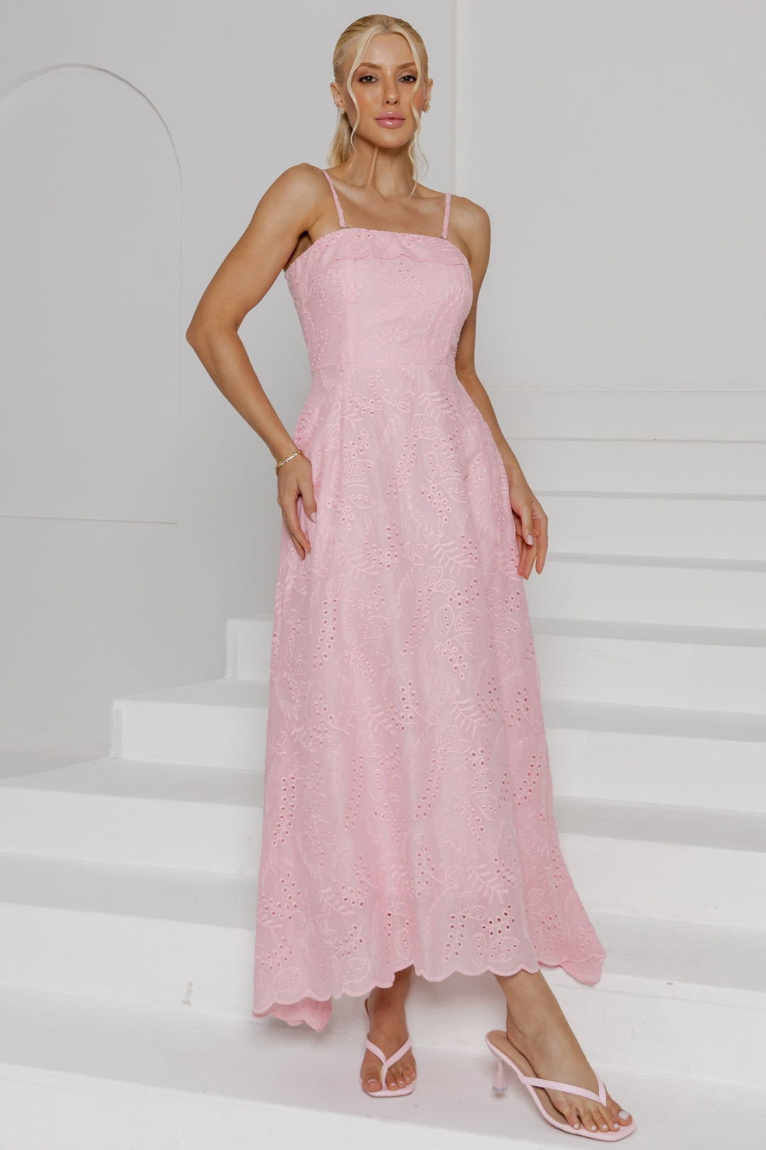 Vestido Natalia Laise Bordado - Rosa