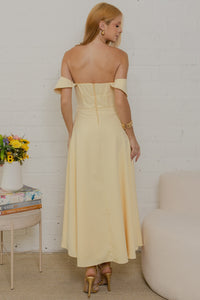 Vestido Ana Midi Ombro a Ombro - Amarelo