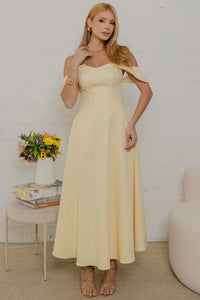 Vestido Ana Midi Ombro a Ombro - Amarelo