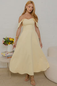 Vestido Ana Midi Ombro a Ombro - Amarelo