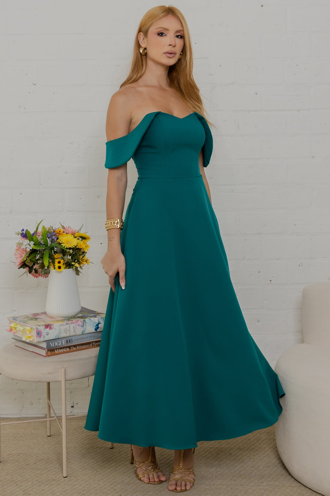 Vestido Ana Midi Ombro a Ombro - Verde