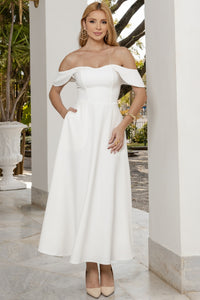 Vestido Ana Midi Ombro a Ombro - Off White
