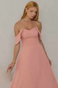 Vestido Ana Midi Ombro a Ombro - Salmão
