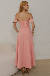 Vestido Ana Midi Ombro a Ombro - Salmão