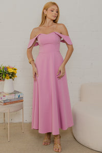 Vestido Ana Midi Ombro a Ombro - Rosa