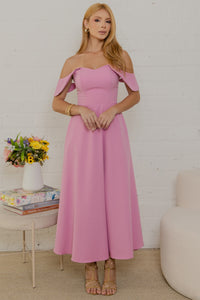 Vestido Ana Midi Ombro a Ombro - Rosa