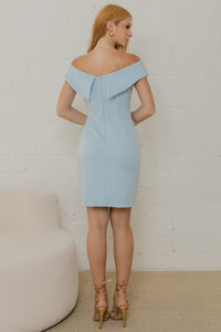 Vestido Mel Curto Tubinho Ombro a Ombro - Azul