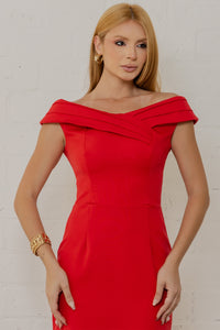 Vestido Mel Curto Tubinho Ombro a Ombro - Vermelho