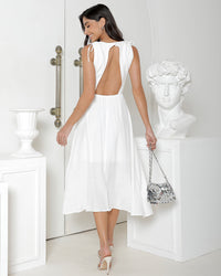 Vestido Miss Misses Midi Aberto nas Costas - Off White