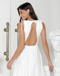 Vestido Miss Misses Midi Aberto nas Costas - Off White