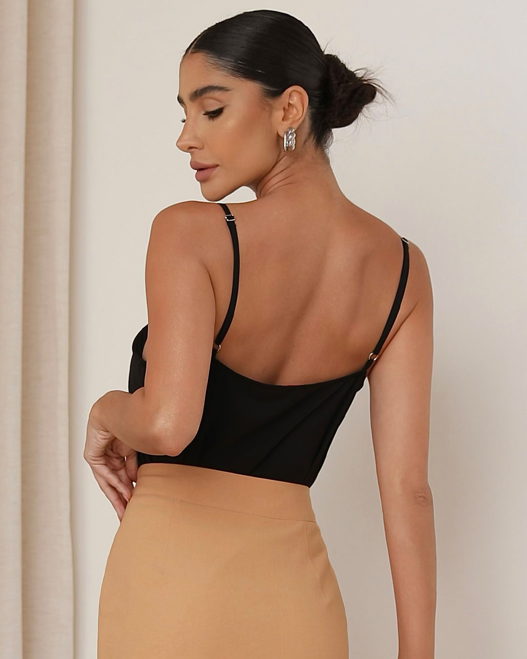 Blusa Miss Misses Regata Chiffon Com Alcinha - Preto