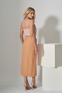 Blusa Miss Misses Regata Chiffon Com Alcinha - Bege