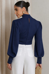 Blusa Siena Cropped - Azul Marinho