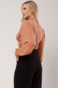 Blusa Miss Misses Longa Chiffon - Caramelo