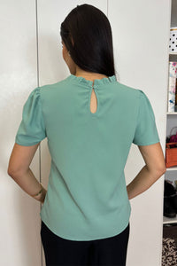 Blusa Kim Manga Curta Com Detalhe Gripir - Verde