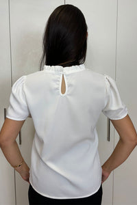 Blusa Kim Manga Curta Com Detalhe Gripir - Off White