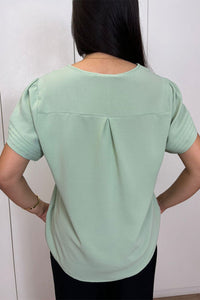 Blusa Kim Manga Curta Com Pregas - Verde