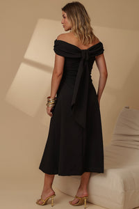 Vestido Ravena Midi Ombro a Ombro - Preto