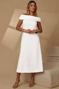 Vestido Ravena Midi Ombro a Ombro - Off White