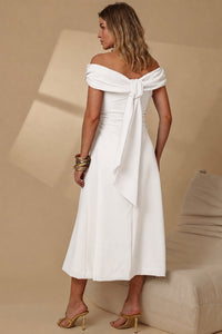 Vestido Ravena Midi Ombro a Ombro - Off White