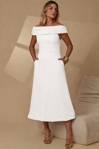 Vestido Ravena Midi Ombro a Ombro - Off White