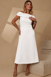 Vestido Ravena Midi Ombro a Ombro - Off White