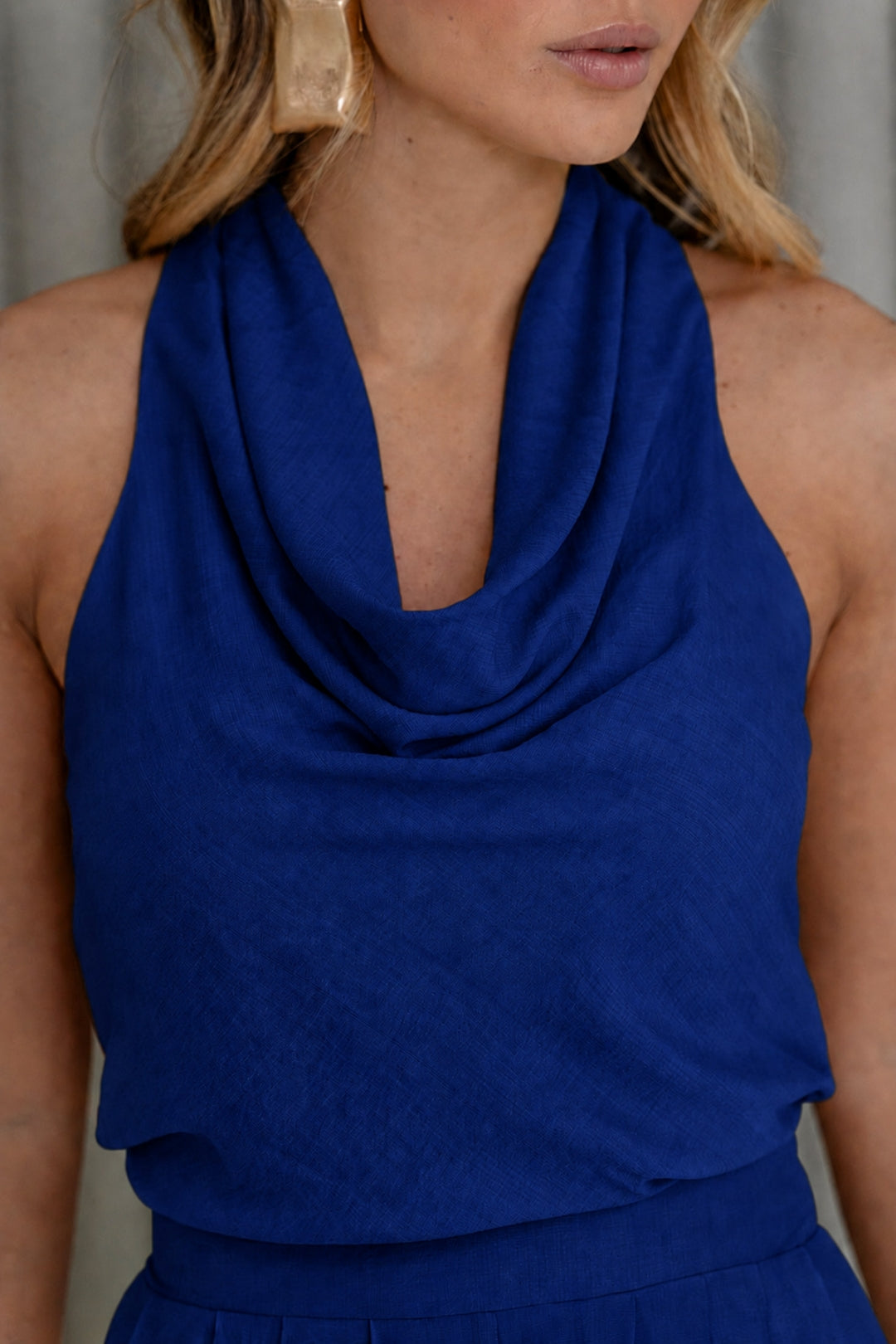 Conjunto Arábia Calça Aladim Blusa Cava Americana - Azul Marinho