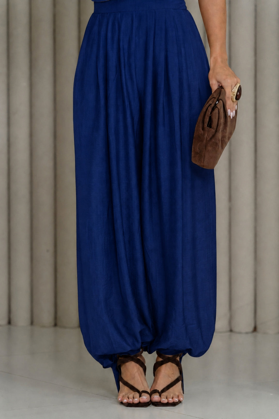 Conjunto Arábia Calça Aladim Blusa Cava Americana - Azul Marinho
