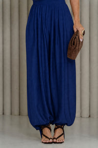 Conjunto Arábia Calça Aladim Blusa Cava Americana - Azul Marinho