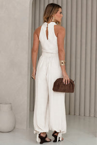Conjunto Arábia Calça Aladim Blusa Cava Americana - Off White